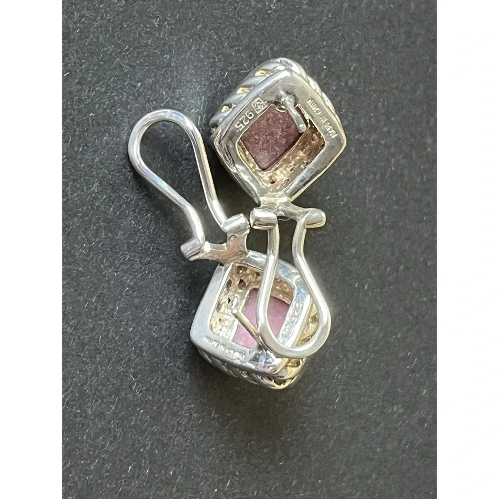 Sterling Silver 925 Pink Marble Stone Earrings